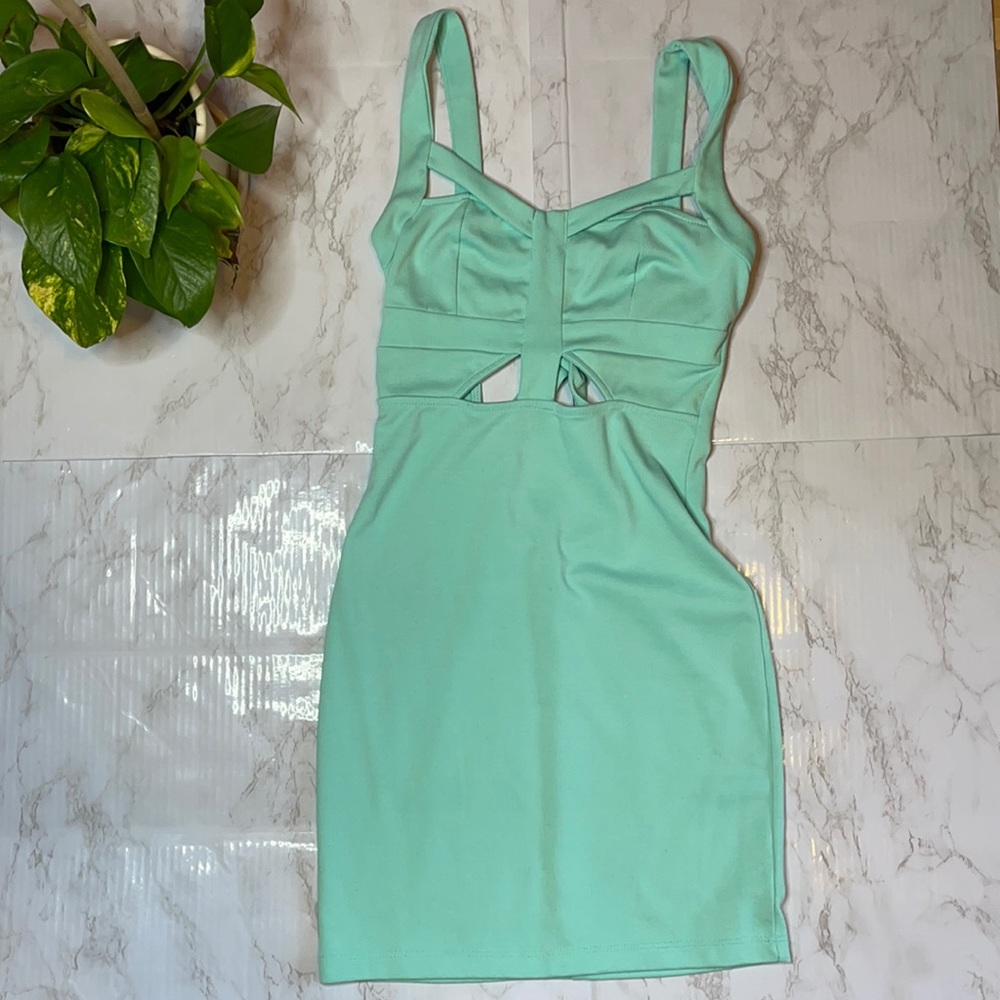 Caged Mint Bodycon Dress